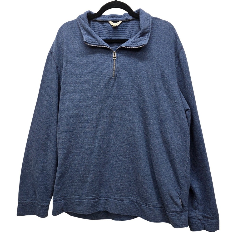 Calvin Klein Jeans Mens XXL Blue 1/4 Zip Pullover Cotton Mock Neck Sweater
